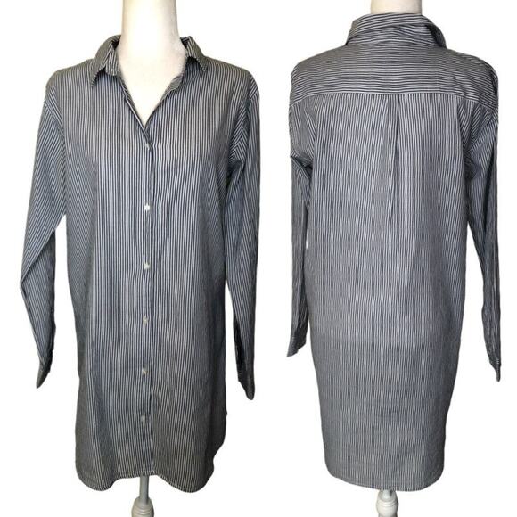 Joop Pajama Dress Button Up Blue & White Striped Shirt Dress Sleep Wear Size: M - Picture 1 of 12